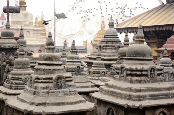 2 Swayambhu stone little stupa roofs